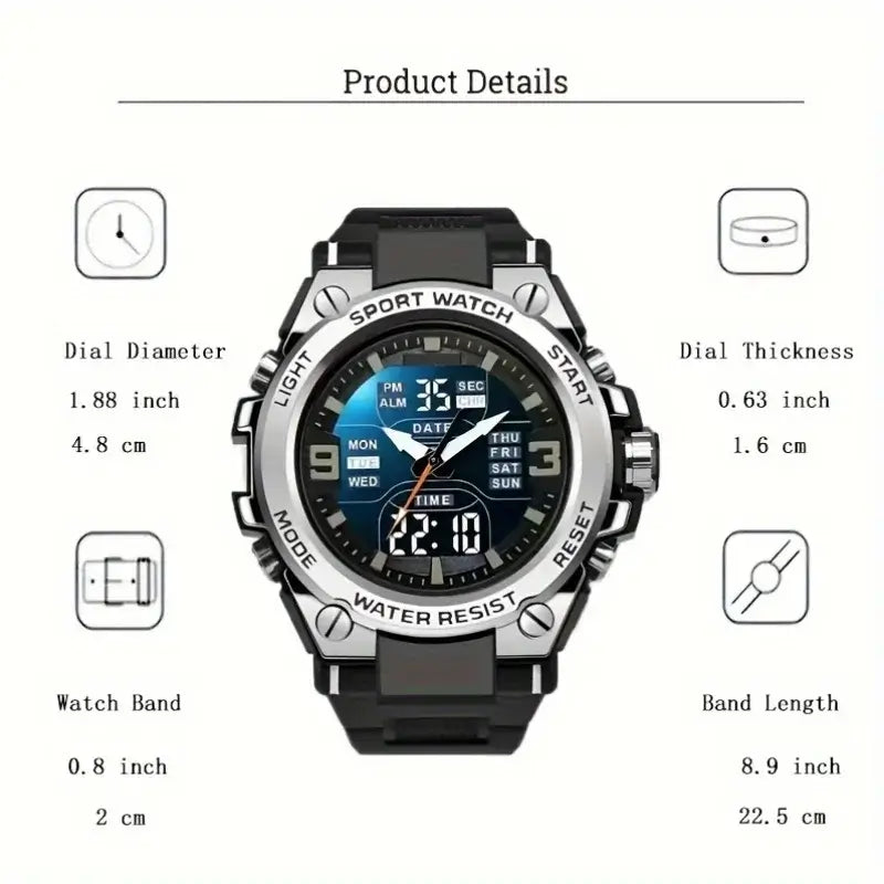 LYVIO Men's Digital Sports Watch with Alarm Date and Alloy Case
