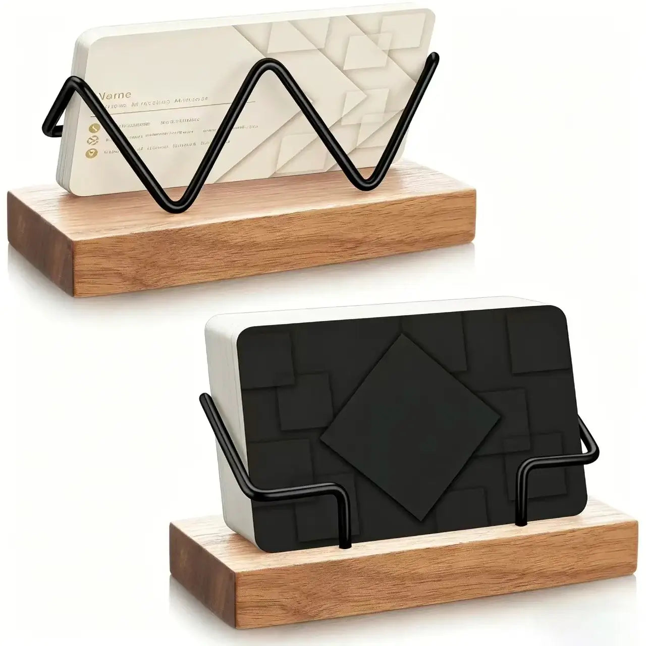 LYVIO Premium Recycled Wood Metal Business Card Holder