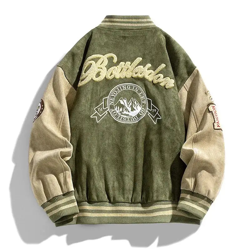 LYVIO Men's Embroidered Baseball Bomber Jacket High Street Outerwear
