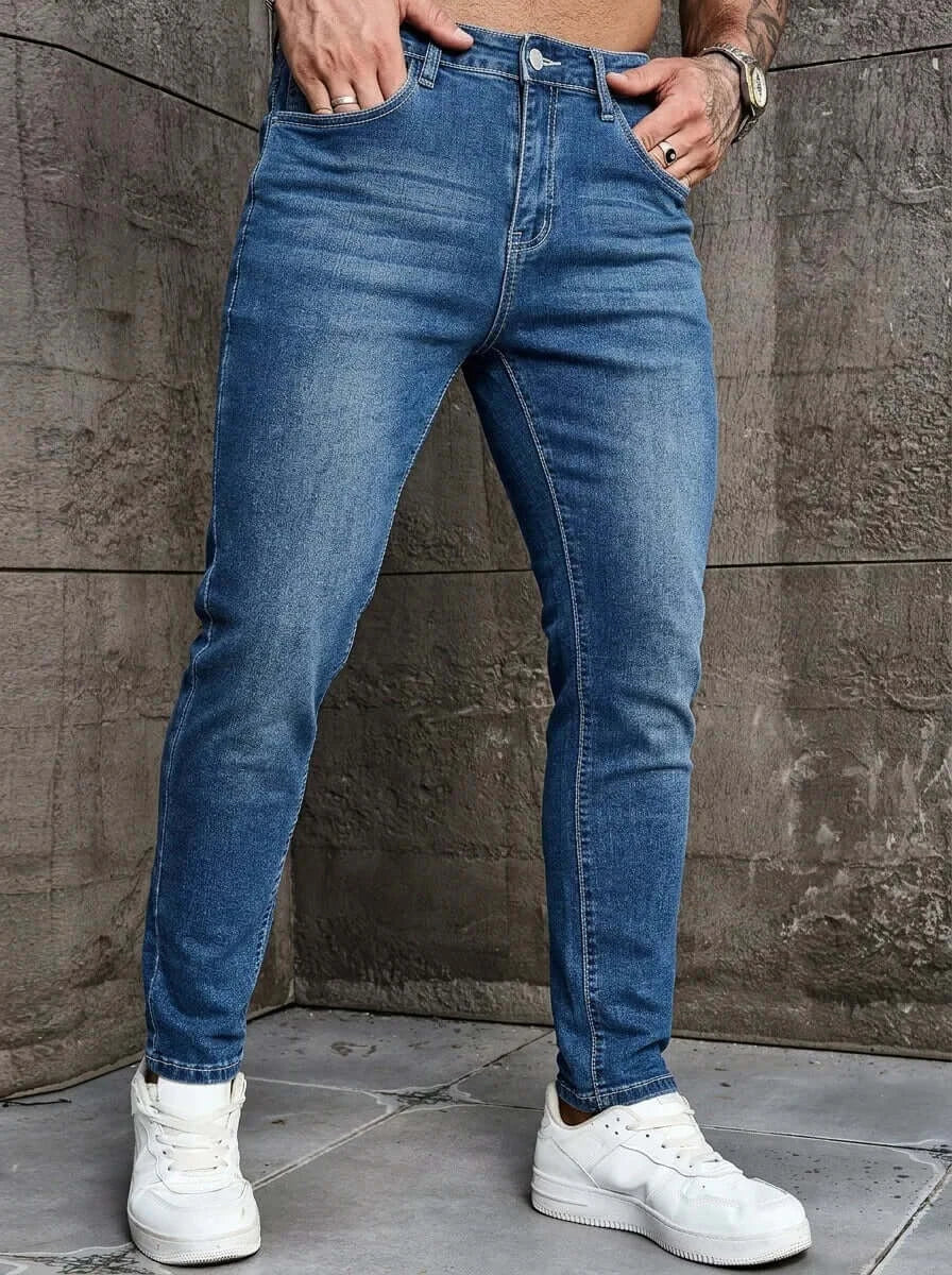 LYVIO Men's Slim Fit Stretch Blue Skinny Denim Jeans
