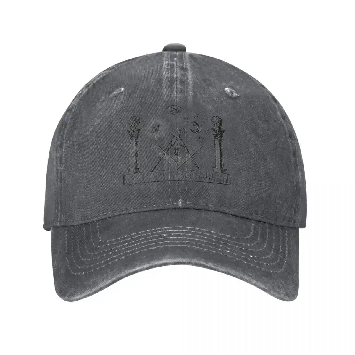 LYVIO Masonry Square Compass Gold Distressed Snapback Hat