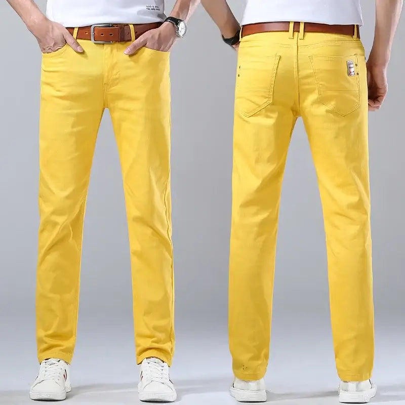 LYVIO Men's Classic Cotton Straight Stretch Slim Fit Denim Jeans
