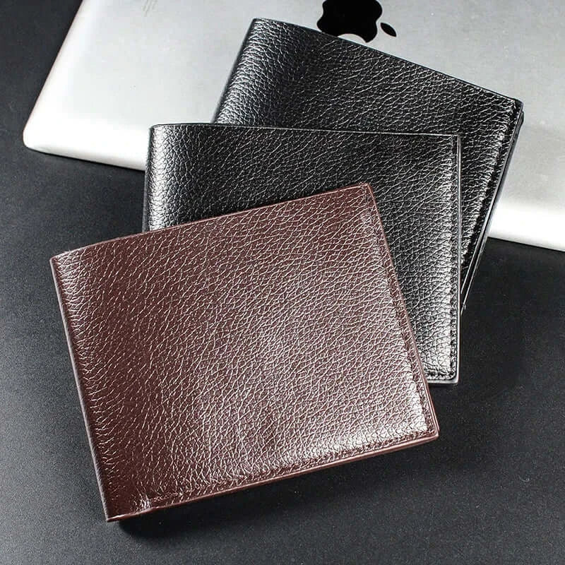 LYVIO Genuine Cowhide Leather Black Men's Wallet