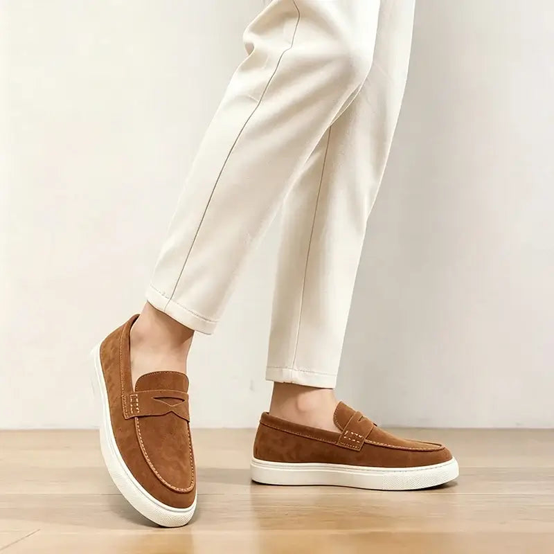 LYVIO Men's European Style Suede Casual Moccasin Loafers