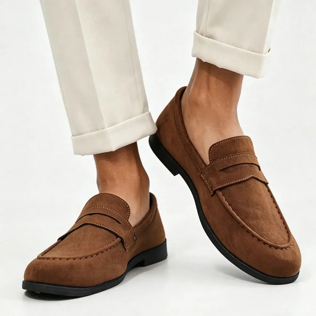 LYVIO Classic Suede Men's Slip-On Breathable Casual Loafers