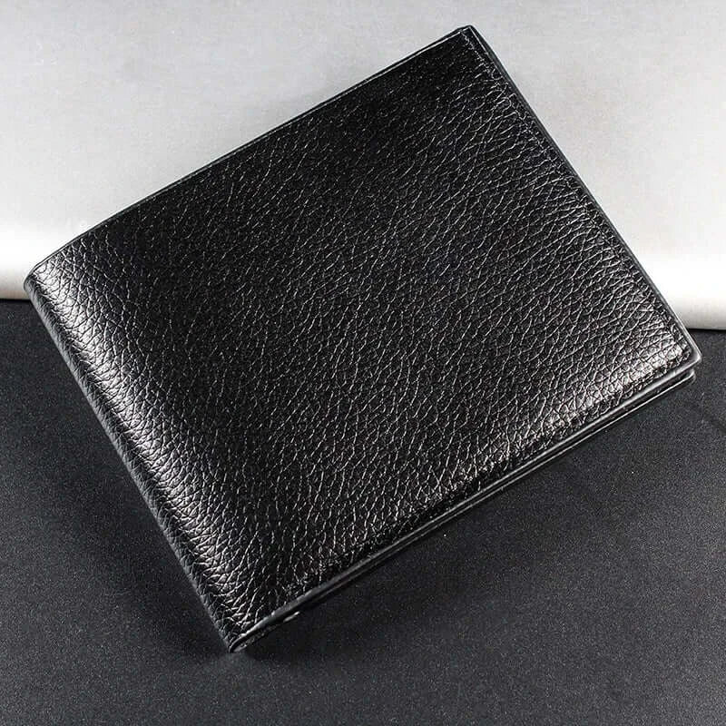 LYVIO Men's Short Black Artificial Leather Wallet