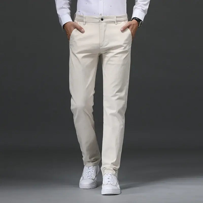 LYVIO Men's Cotton Stretch Straight Fit Chino Work Pants