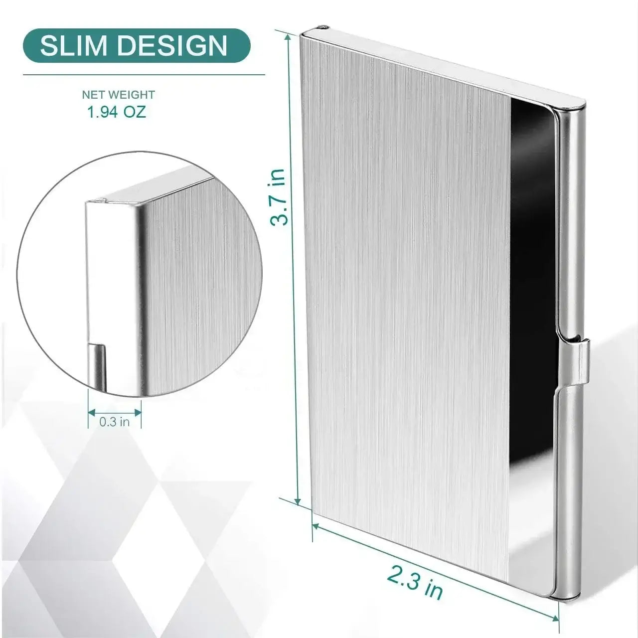 LYVIO Ultra Thin Silver Stainless Steel Business Card Holder