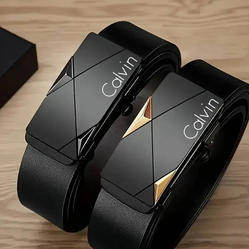 LYVIO Stylish Men's PU Leather Automatic Buckle Fashion Belt
