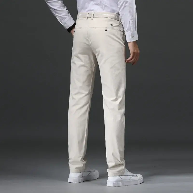 LYVIO Men's Cotton Stretch Straight Fit Chino Work Pants