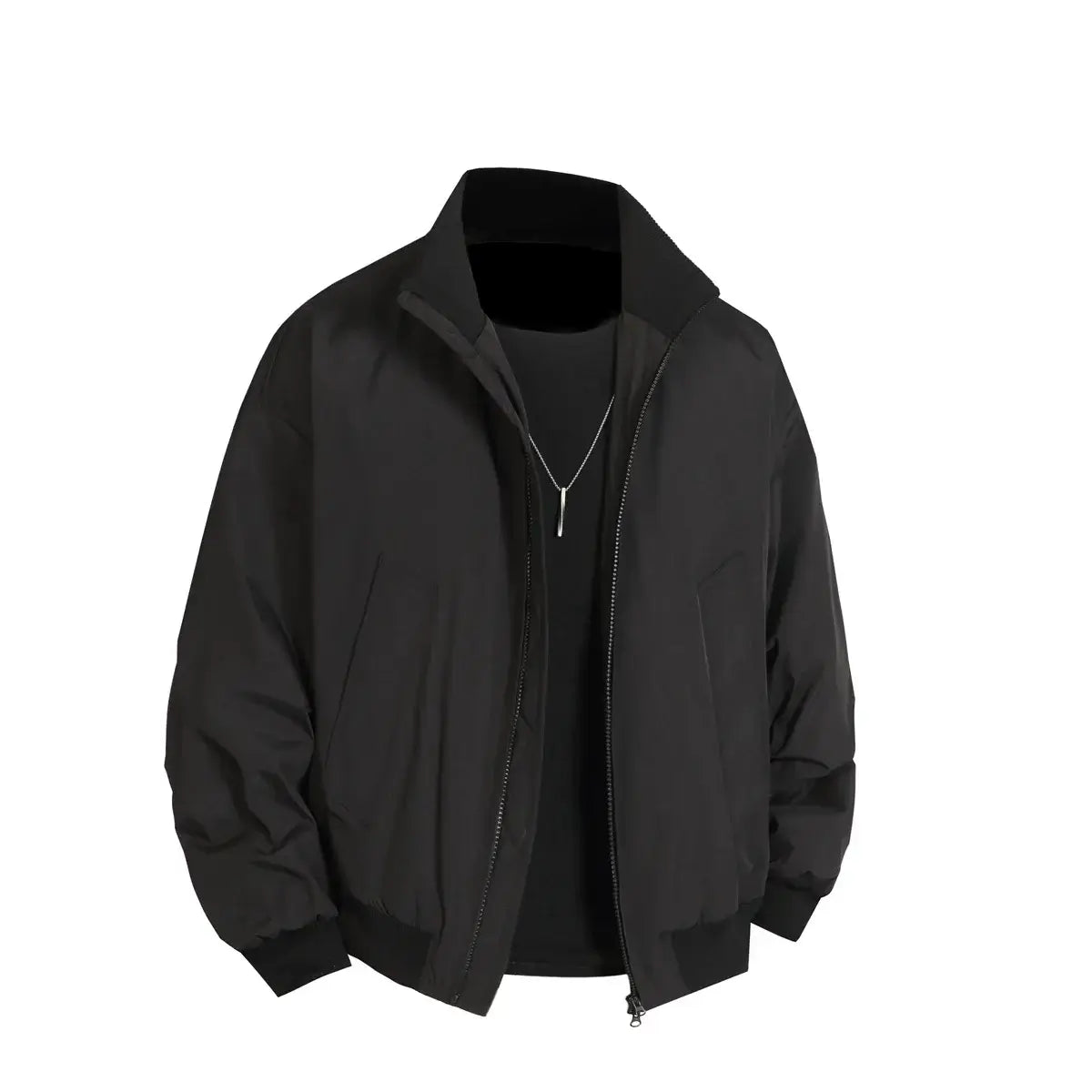 LYVIO Men's American Style Stand Collar Zip-Up Bomber Jacket