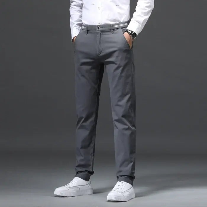 LYVIO Men's Cotton Stretch Straight Fit Chino Work Pants