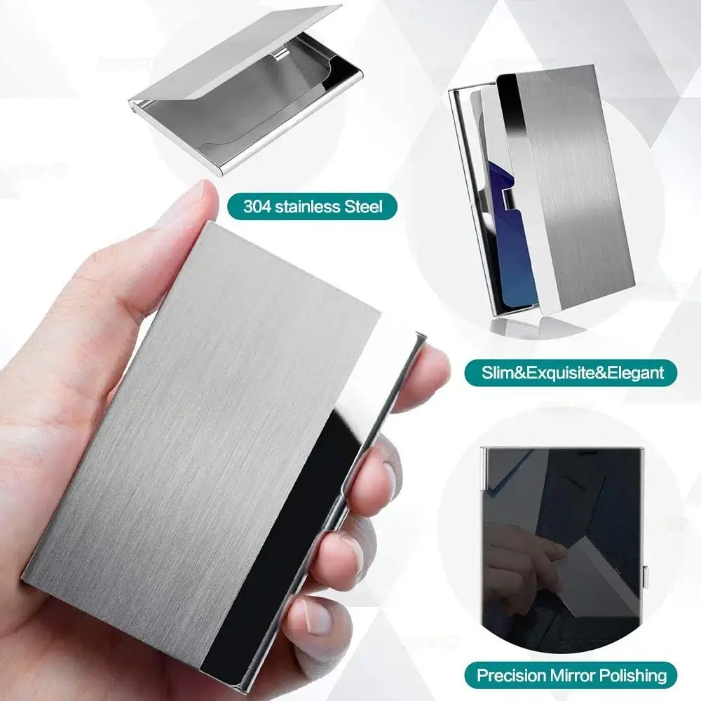 LYVIO Ultra Thin Silver Stainless Steel Business Card Holder