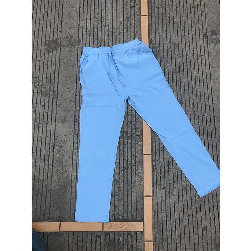 LYVIO Men's Lightweight Linen Drawstring Straight Casual Pants