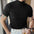 LYVIO Men's Slim Fit Solid Knitted Turtleneck Short Sleeve Shirt