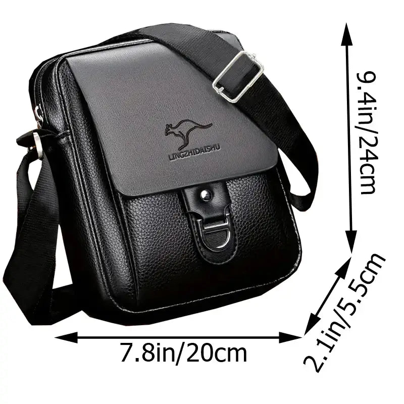 LYVIO Men's Multi-Color Leather Multi-Compartment Crossbody Bag