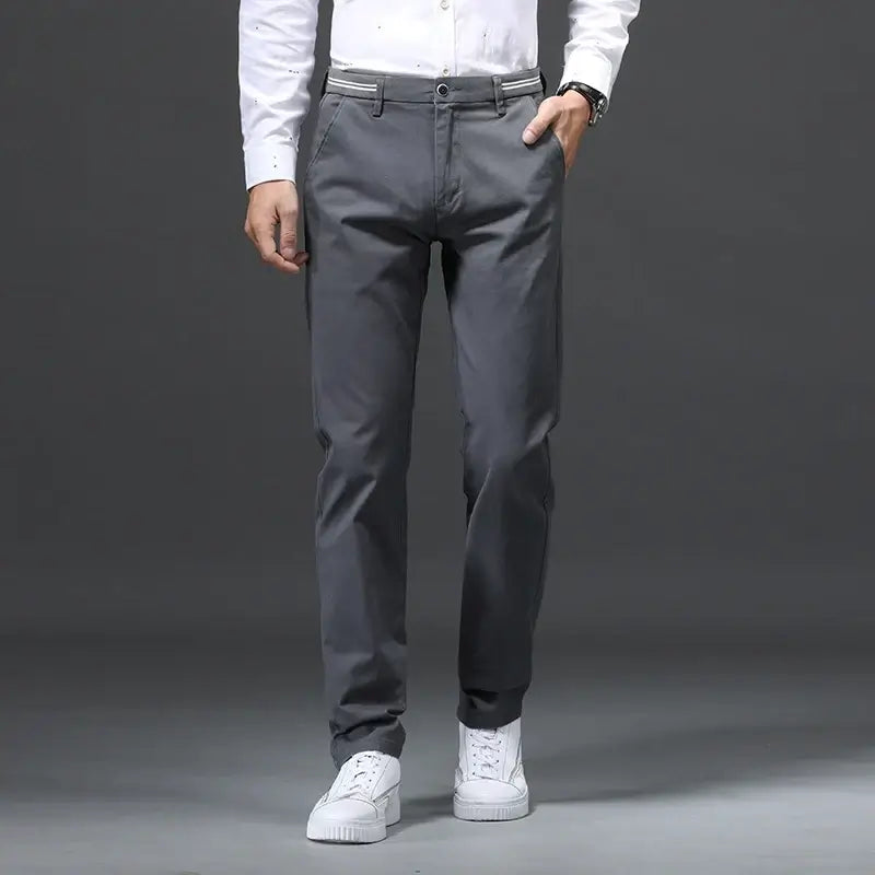 LYVIO Men's Cotton Stretch Straight Fit Chino Work Pants
