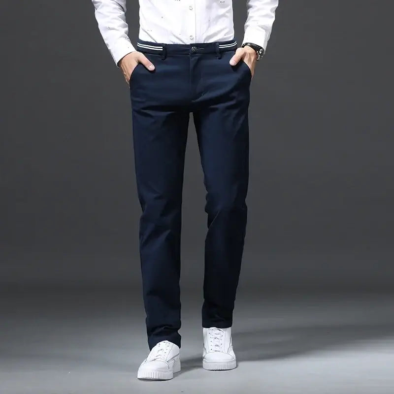 LYVIO Men's Cotton Stretch Straight Fit Chino Work Pants