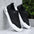 LYVIO Men's White Faux Leather Low Top Slip-On Sneakers