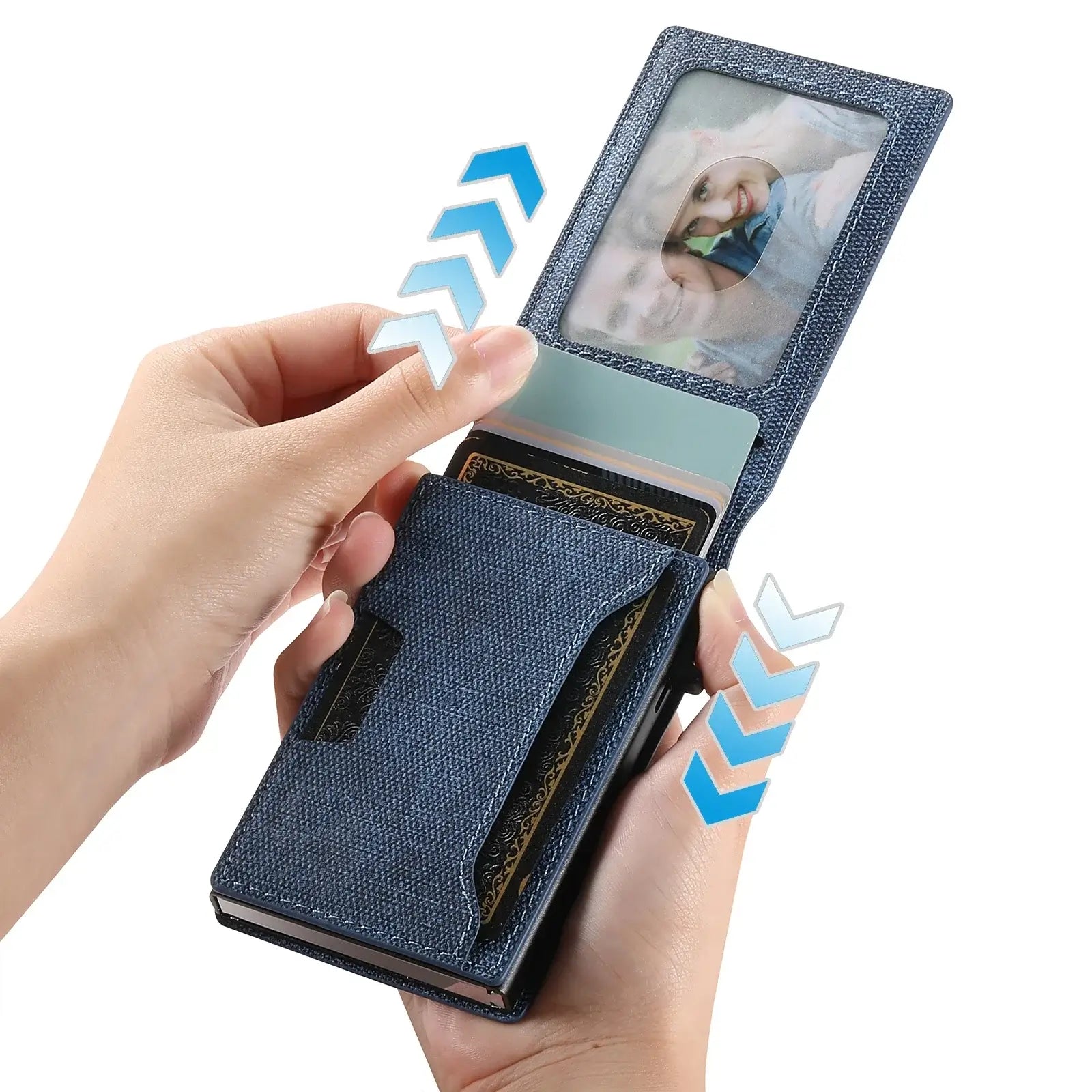 LYVIO Push-Out Faux Leather Card Holder Wallet 12 Cards