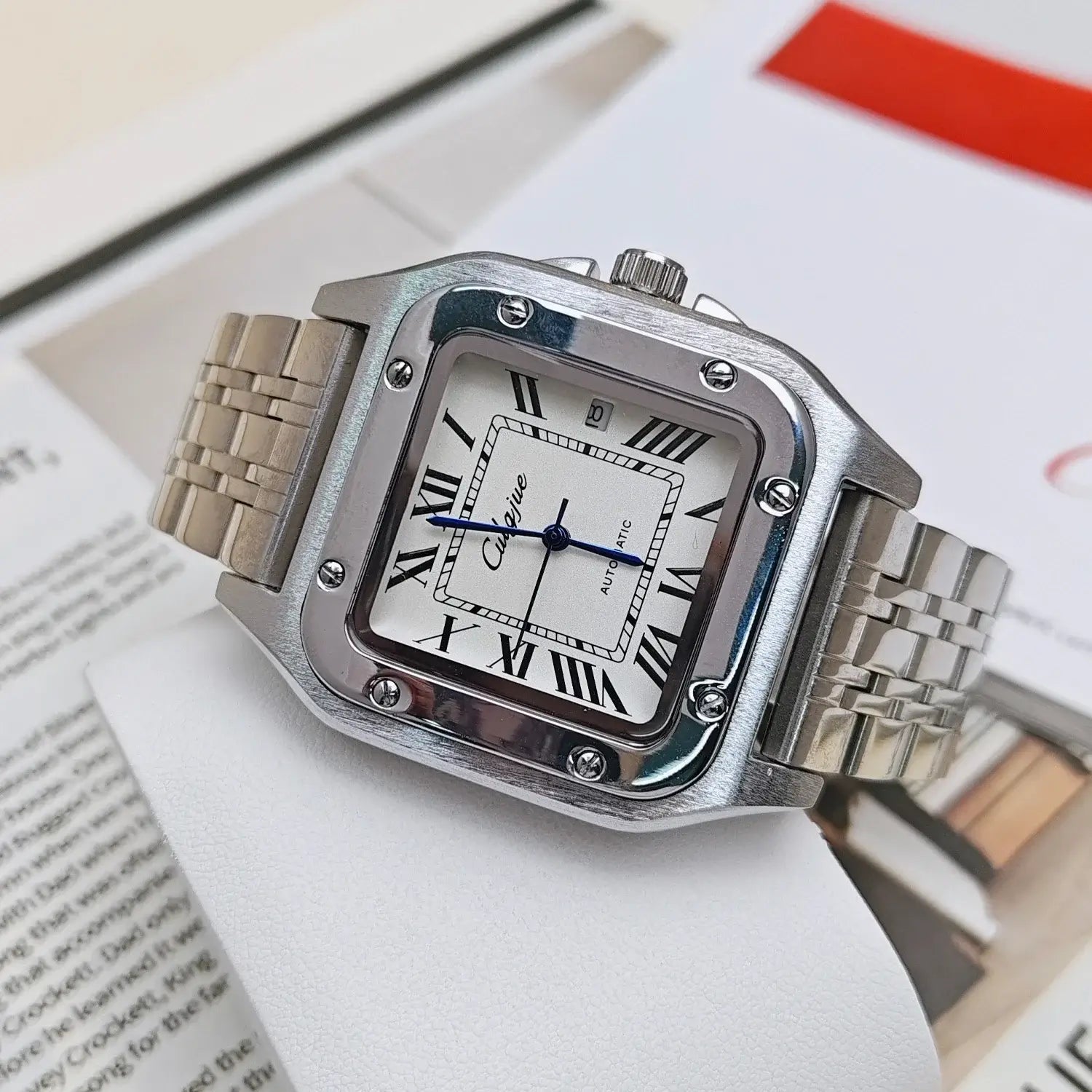 LYVIO Luxury Automatic Skeleton Square Stainless Steel Men's Watch