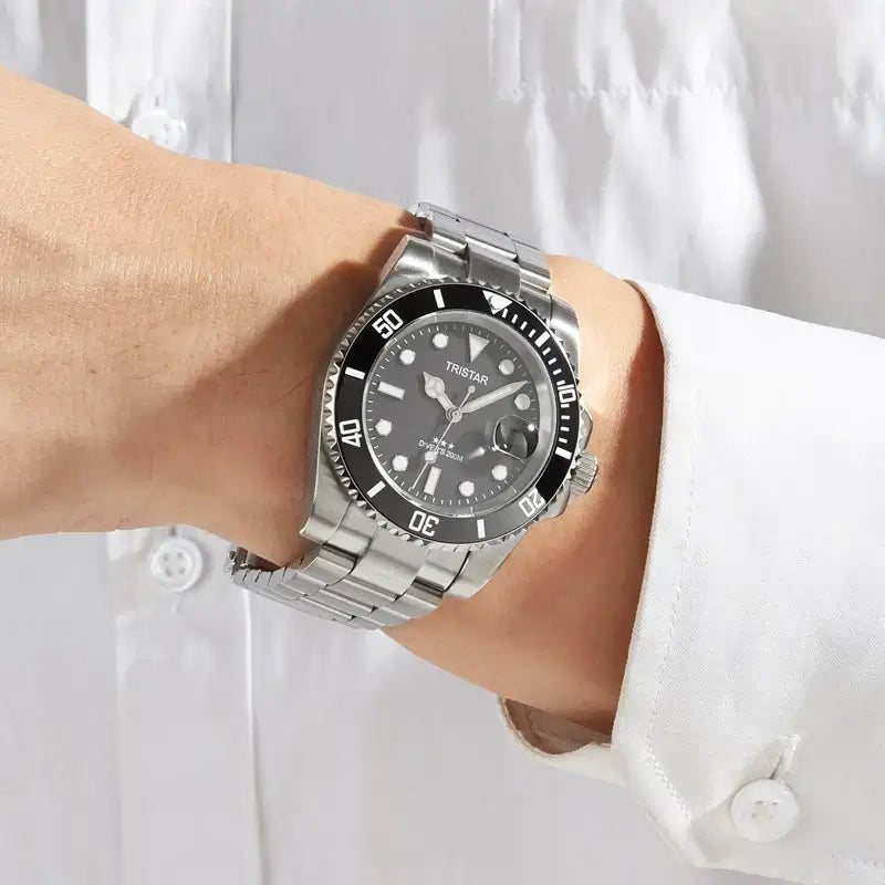 LYVIO Stainless Steel Sapphire Glass Ceramic Bezel Men's Watch
