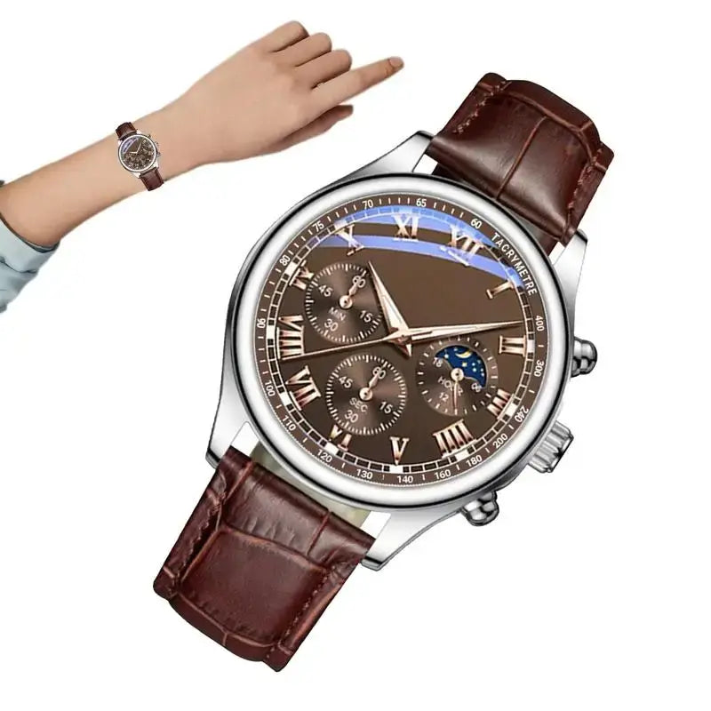 LYVIO Classic Leather Strap Men's Casual Business Wristwatch