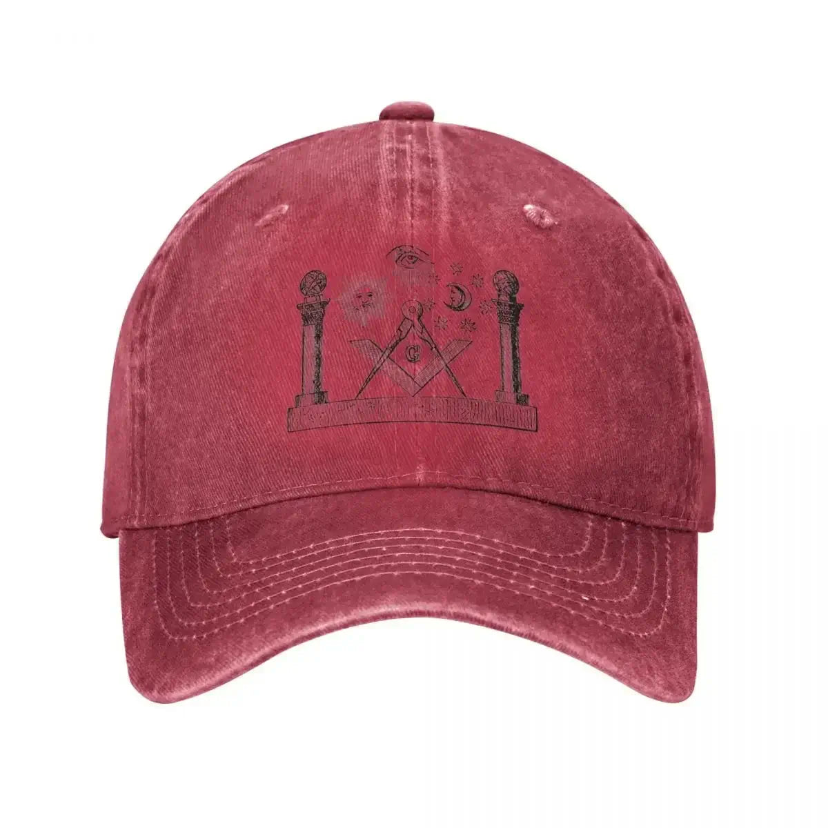 LYVIO Masonry Square Compass Gold Distressed Snapback Hat