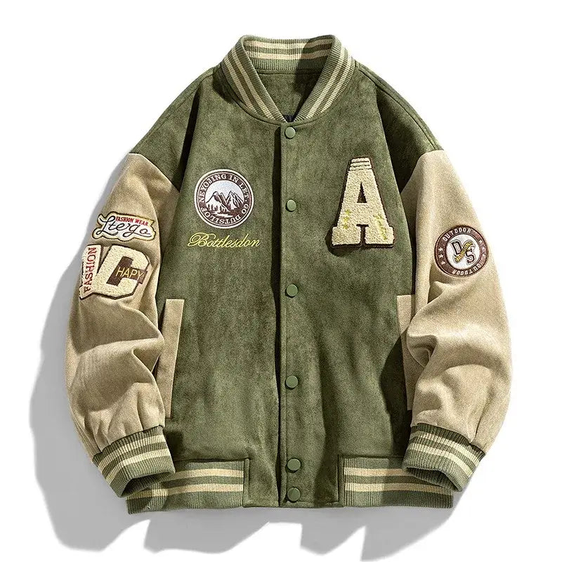 LYVIO Men's Embroidered Baseball Bomber Jacket High Street Outerwear
