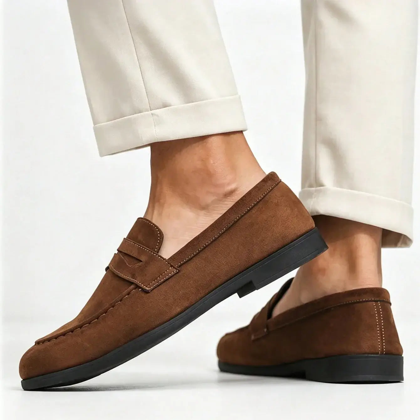 LYVIO Classic Suede Men's Slip-On Breathable Casual Loafers