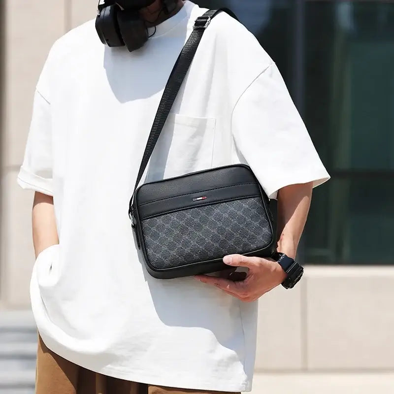 LYVIO Designer Leather Crossbody Messenger Bag for Men