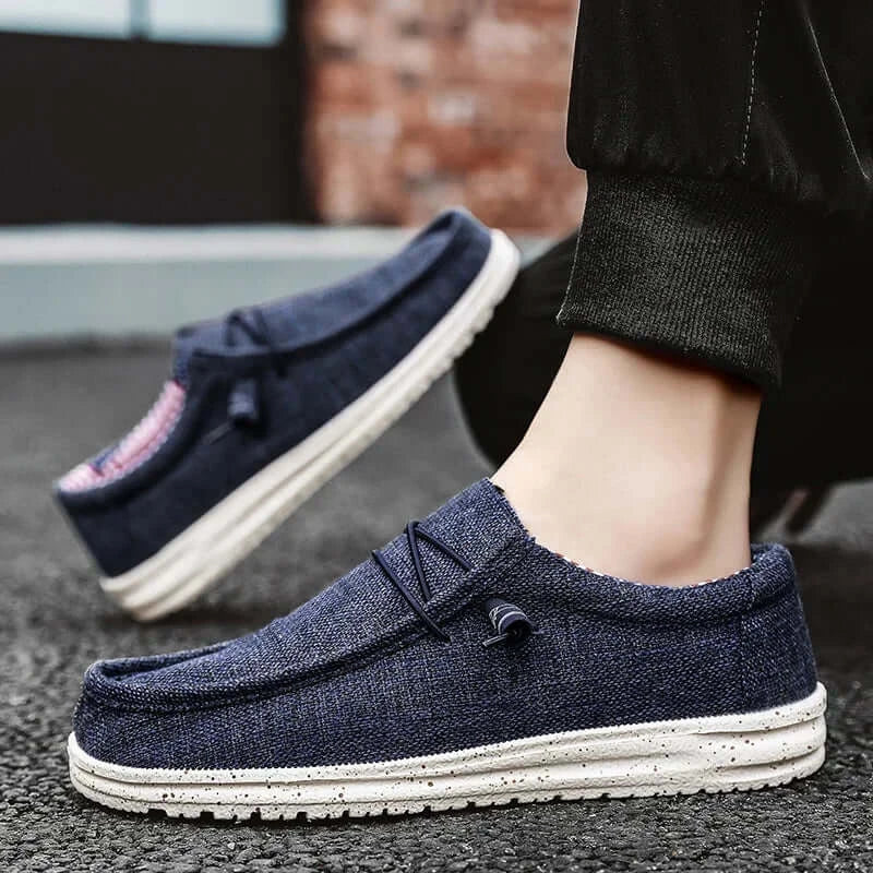 LYVIO Men's Canvas Slip-On Casual Non-Slip Moccasin Loafers