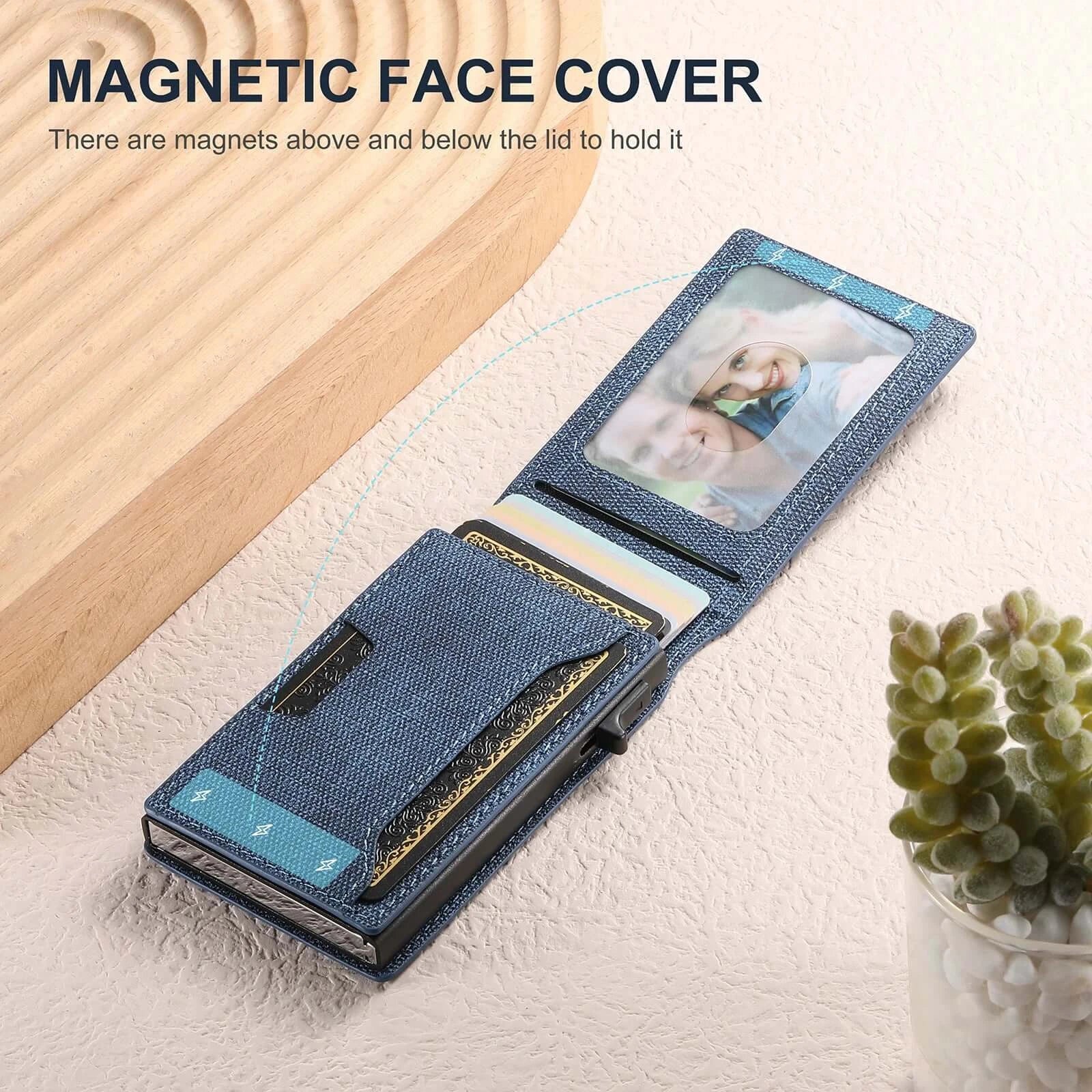 LYVIO Push-Out Faux Leather Card Holder Wallet 12 Cards