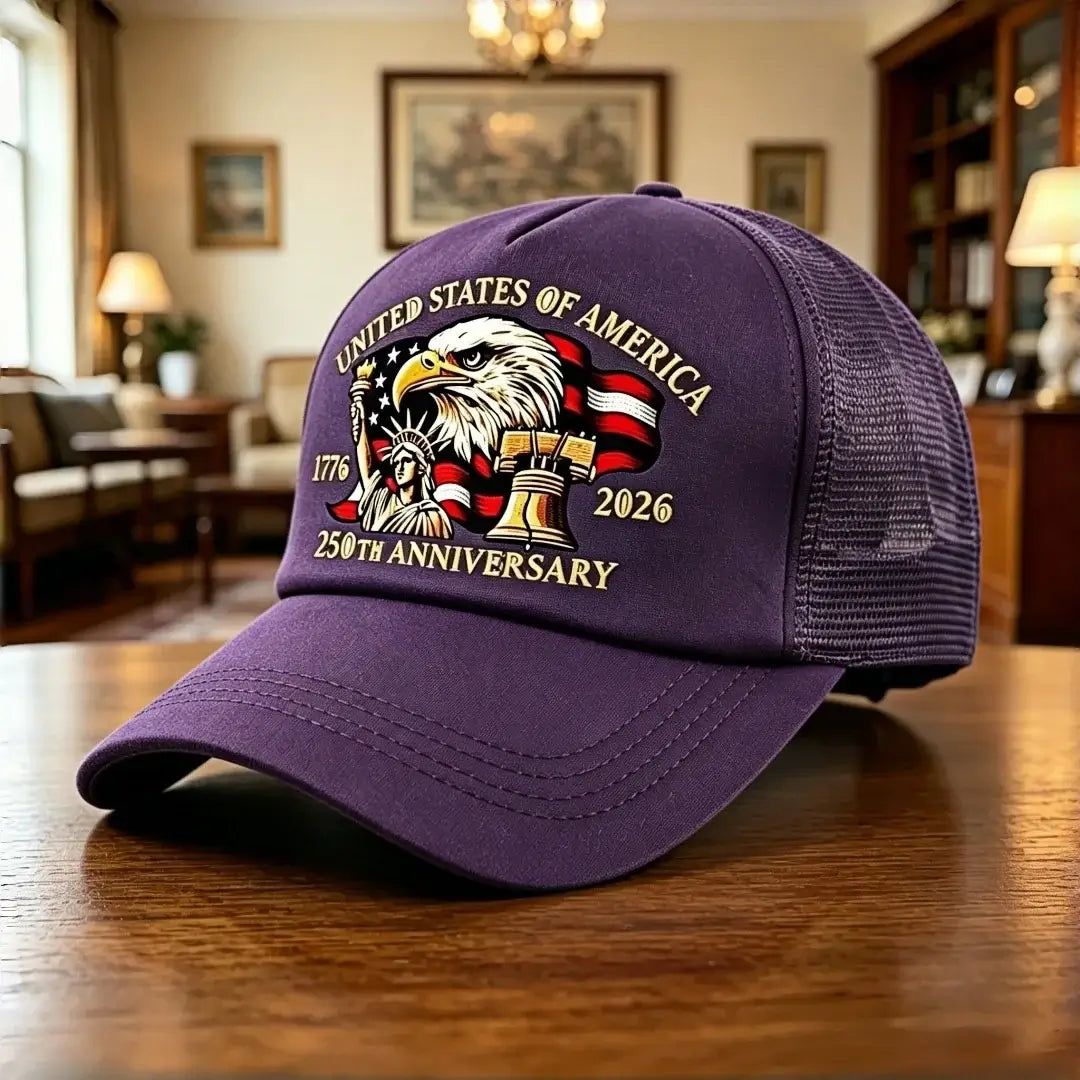 LYVIO US 250th Anniversary 1776-2026 Eagle Print Trucker Hat