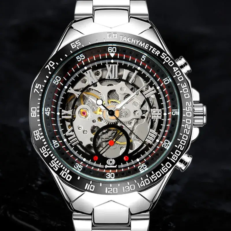 LYVIO Luxury Skeleton Automatic Mechanical Stainless Steel Men's Watch