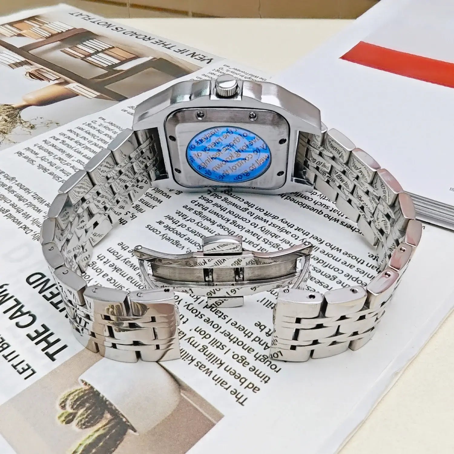 LYVIO Luxury Automatic Skeleton Square Stainless Steel Men's Watch