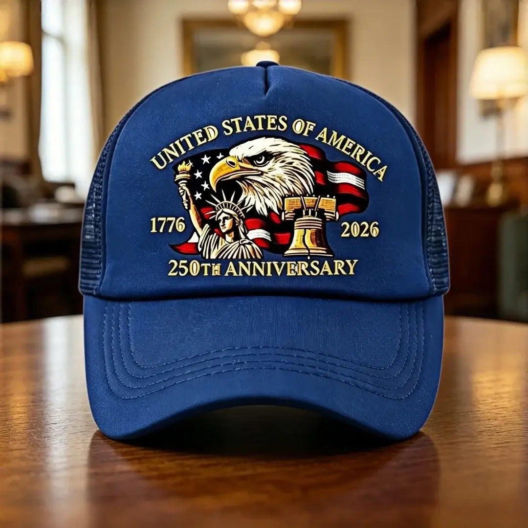 LYVIO US 250th Anniversary 1776-2026 Eagle Print Trucker Hat