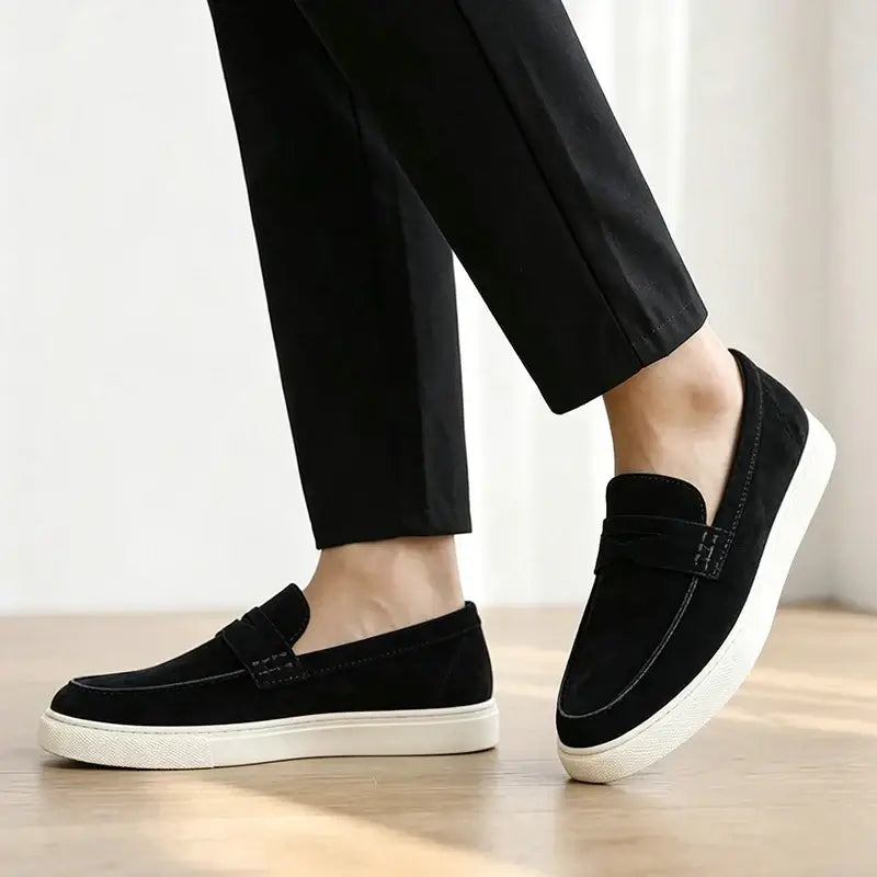 LYVIO Men's European Style Suede Casual Moccasin Loafers