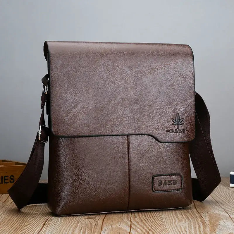 LYVIO Luxury Vintage Leather Messenger Crossbody Bag for Men