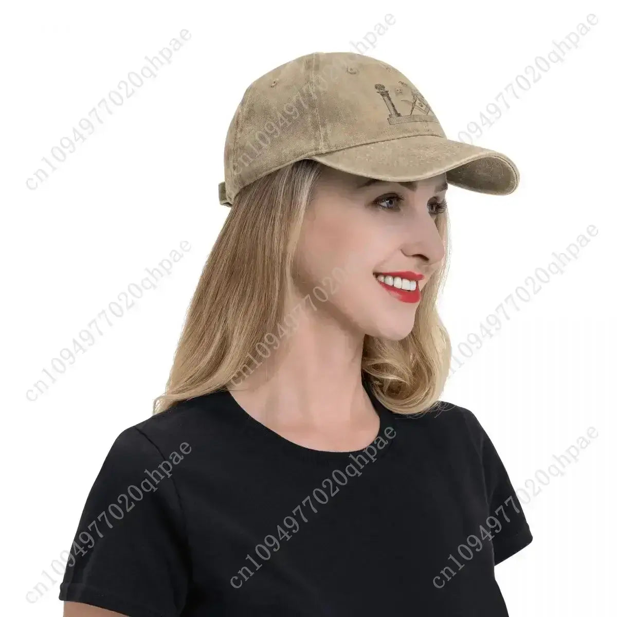 LYVIO Masonry Square Compass Gold Distressed Snapback Hat