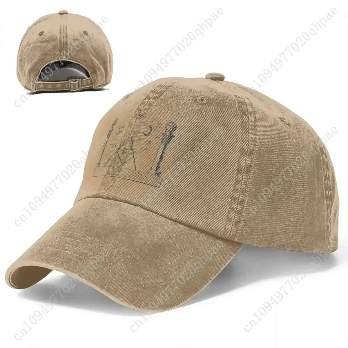 LYVIO Masonry Square Compass Gold Distressed Snapback Hat