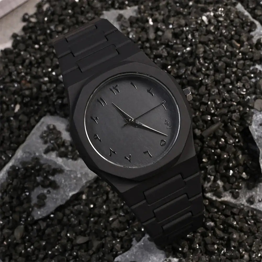 LYVIO Modern All-Black Arabic Digital Men's Quartz Sports Watch