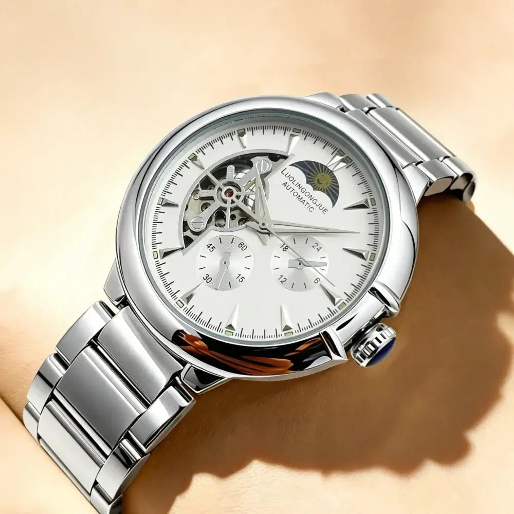 LYVIO High-End Skeleton Automatic Mechanical Steel Band Men's Watch