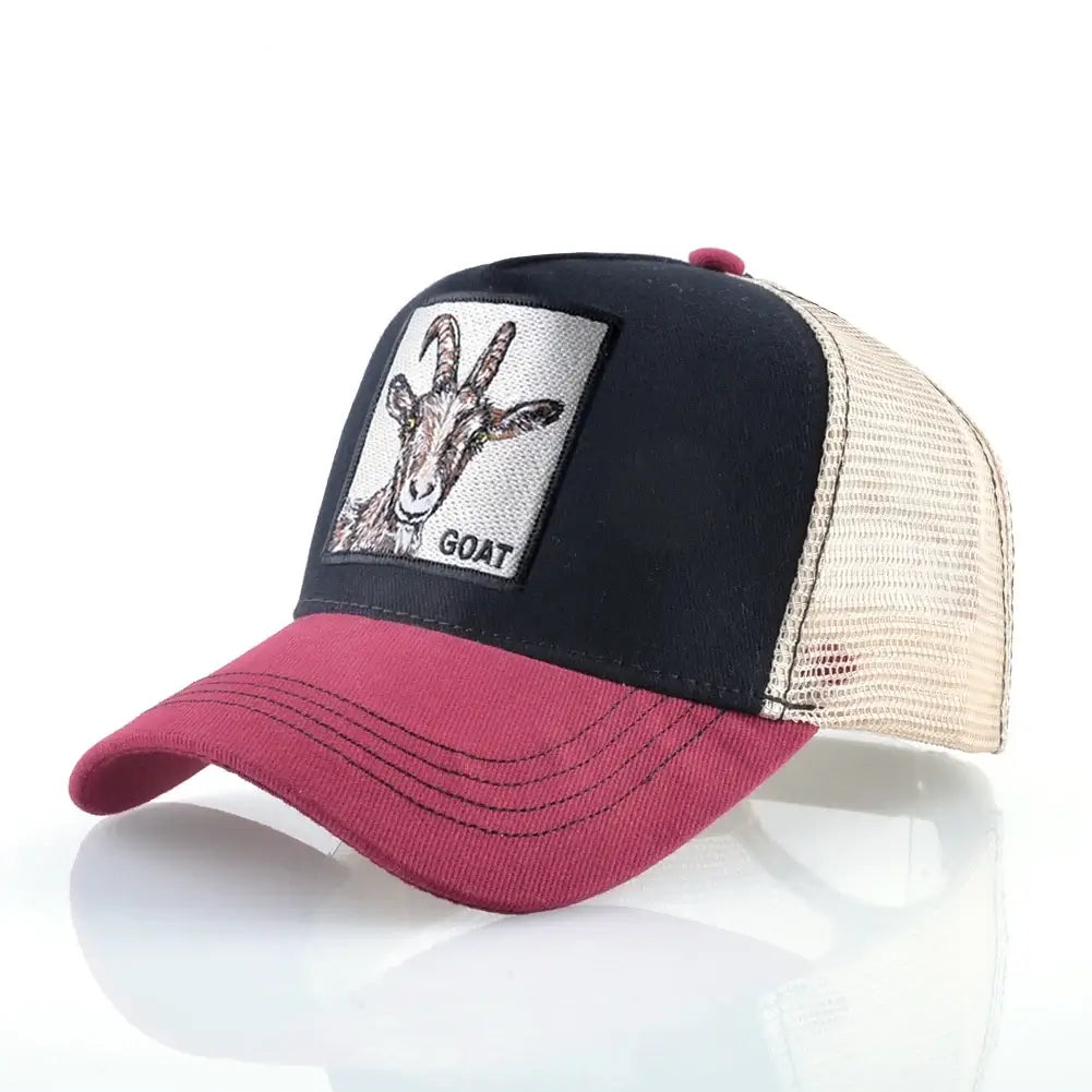 LYVIO Embroidered Goat Patch Adjustable Trucker Baseball Cap