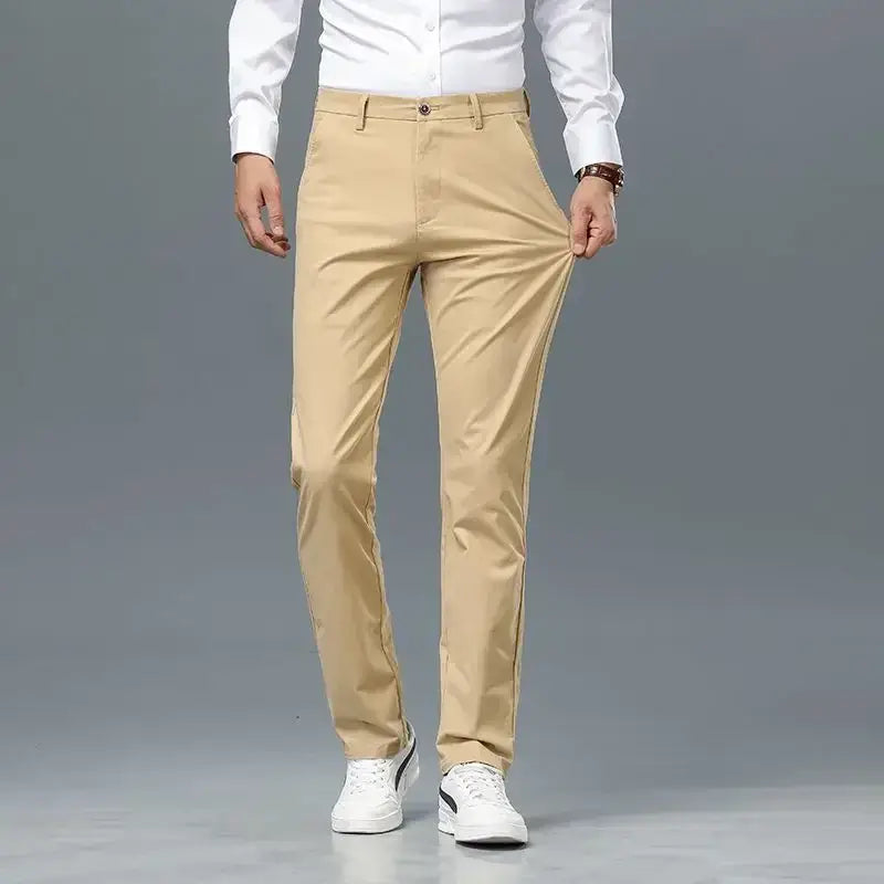 LYVIO Men's Cotton Stretch Straight Fit Chino Work Pants