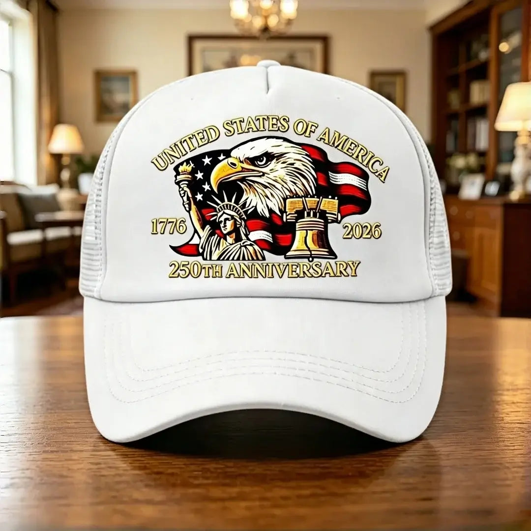 LYVIO US 250th Anniversary 1776-2026 Eagle Print Trucker Hat