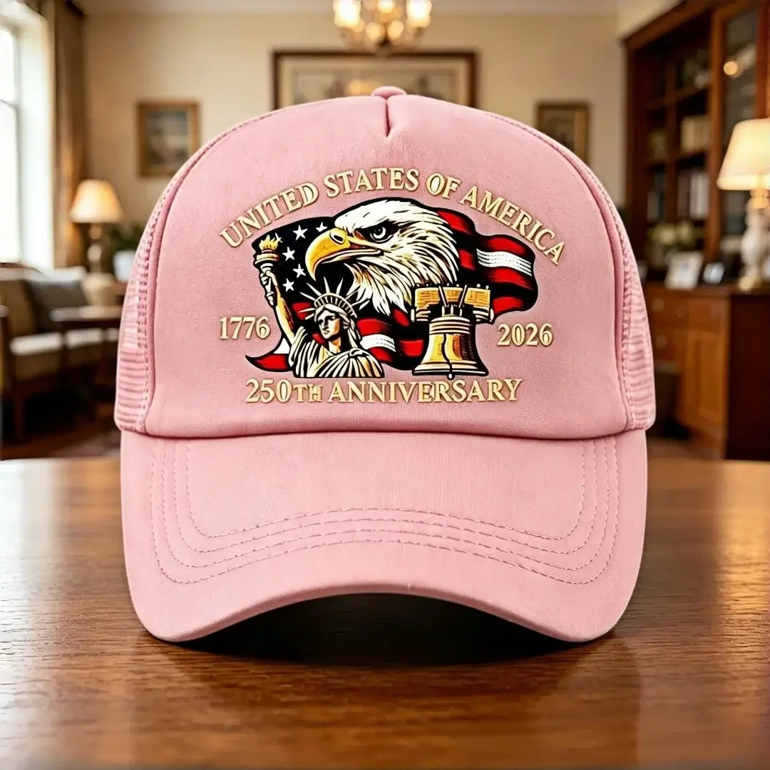 LYVIO US 250th Anniversary 1776-2026 Eagle Print Trucker Hat