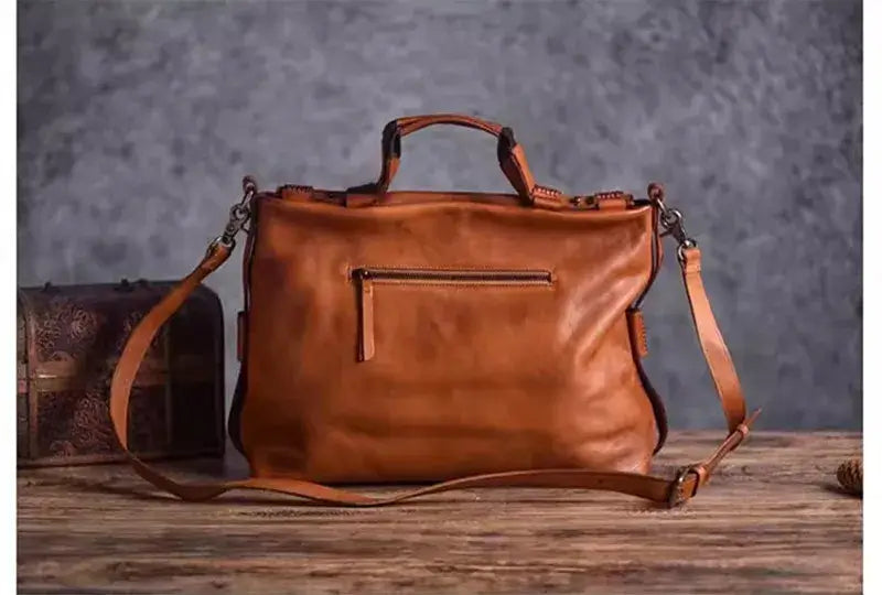 LYVIO Vintage Genuine Leather Men's Cowhide Messenger Bag