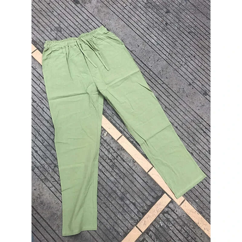 LYVIO Men's Lightweight Linen Drawstring Straight Casual Pants