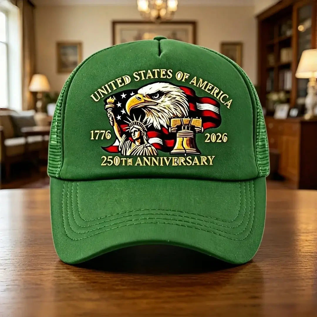 LYVIO US 250th Anniversary 1776-2026 Eagle Print Trucker Hat